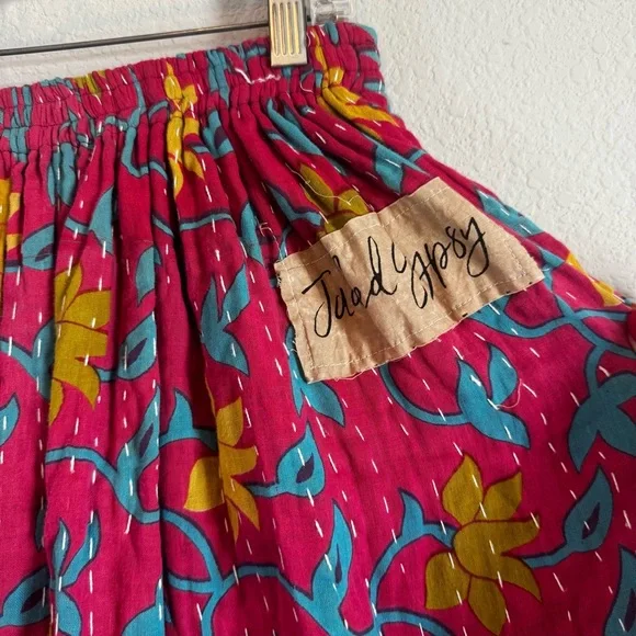 Jaded Gypsy Kantha Patchwork Floral Boho Festival Pockets Maxi Skirt Free Size - Picture 9 of 12